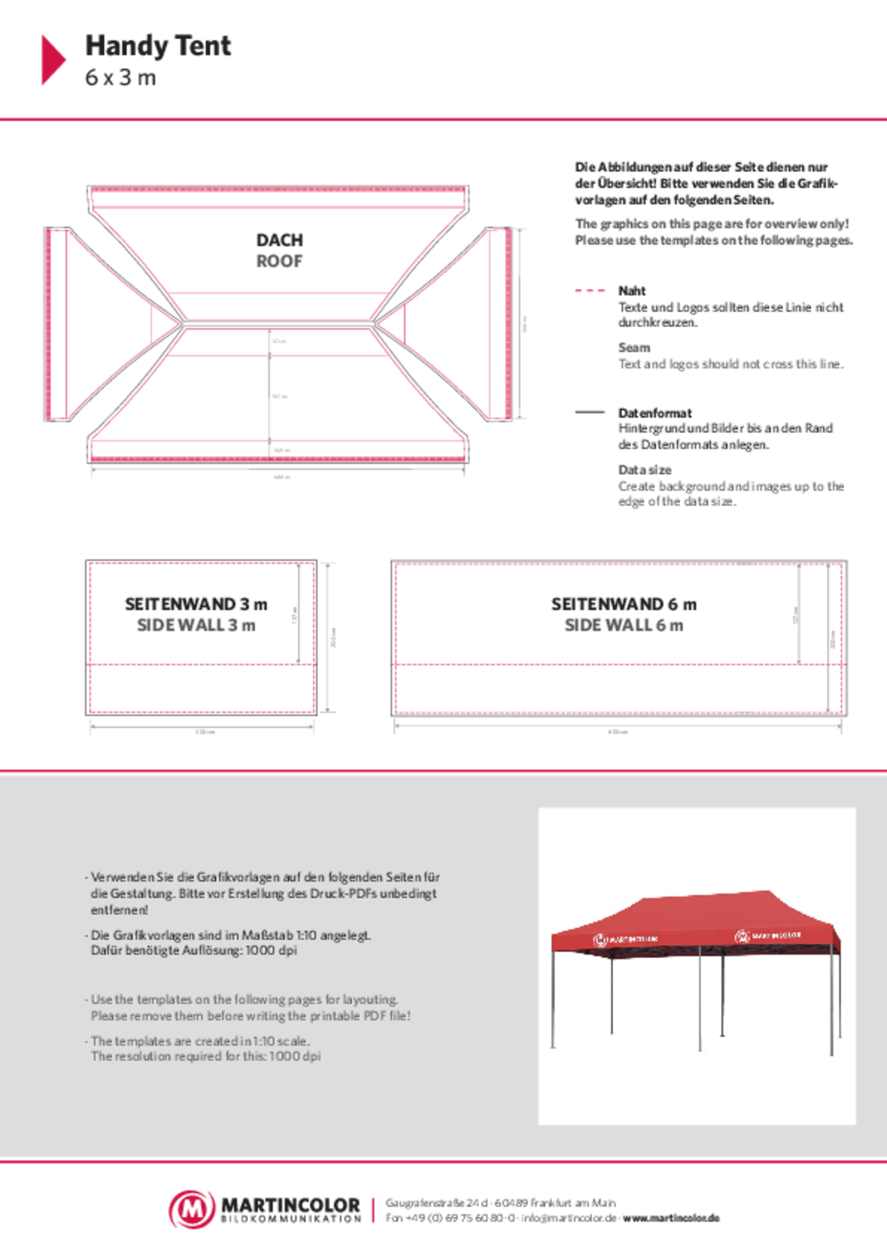 Handy Tent 6x3 data sheet PDF