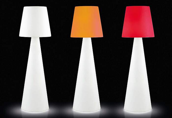 PIVOT Stehlampe weiß, orange, rot